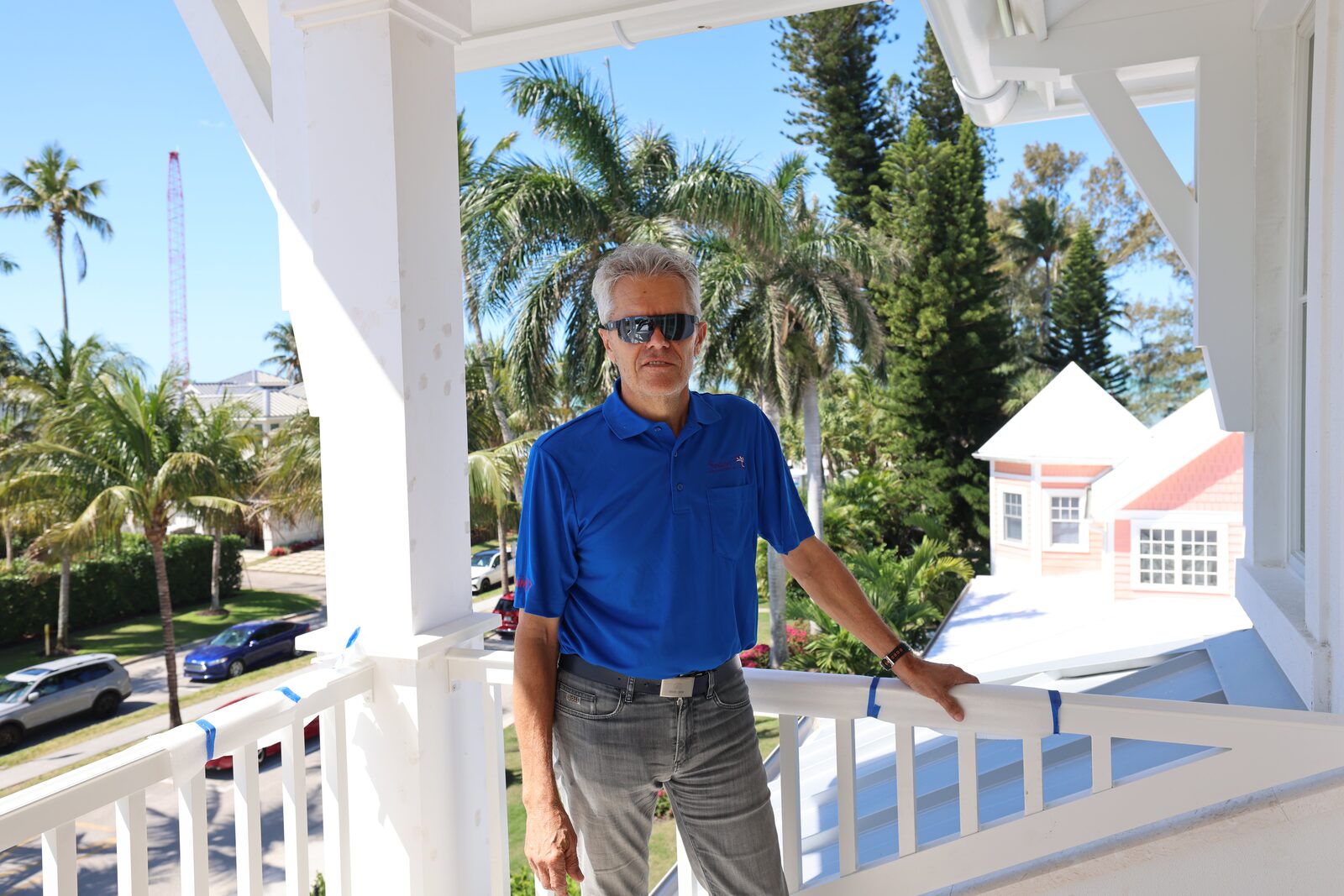 Second-floor balcony check on an Old Naples home